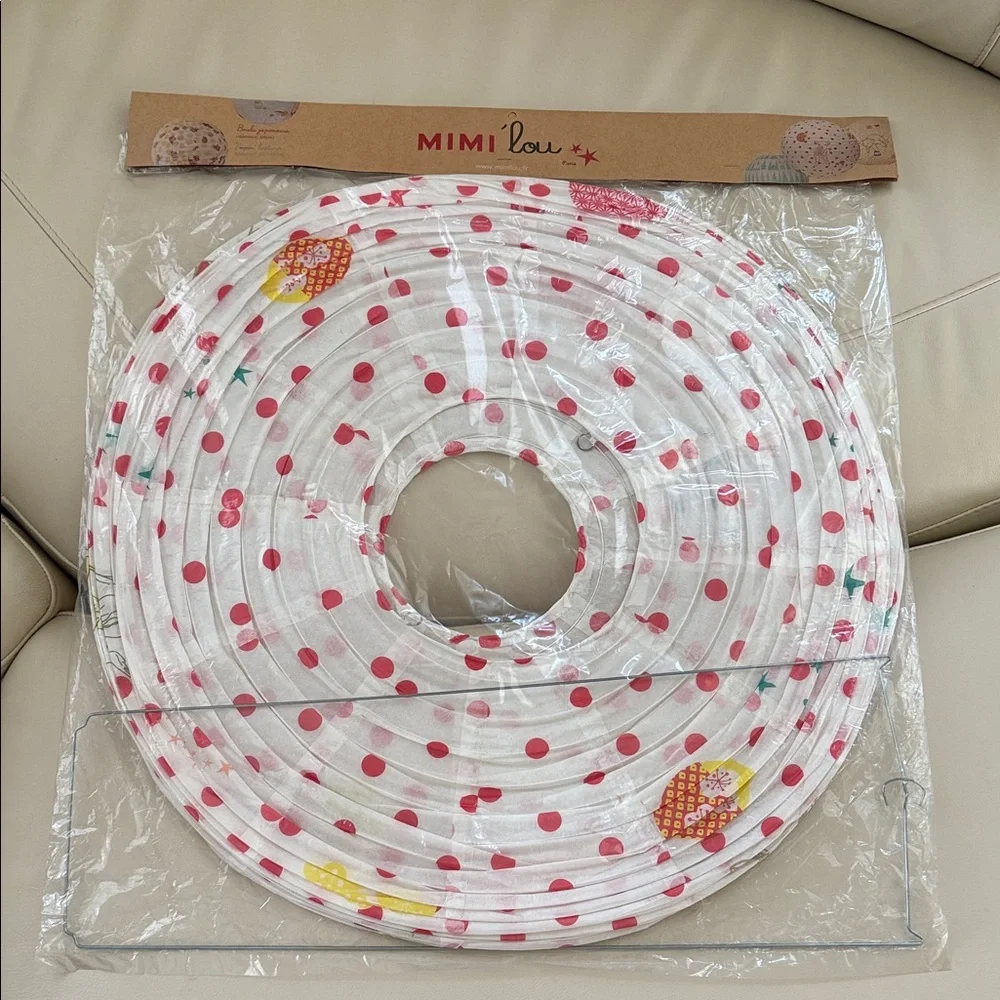 Mimi'Lou Pink Polka Dots & Sheep Paper Lantern NEW